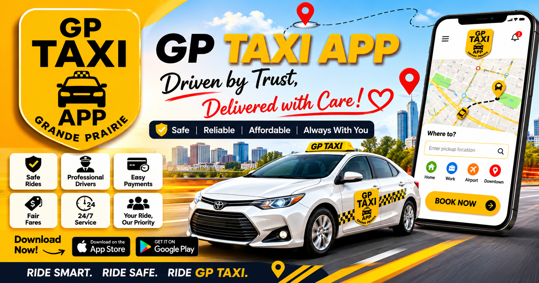 Grande Prairie Taxi | Cheap 24/7 Taxi Service – GP Taxi App
